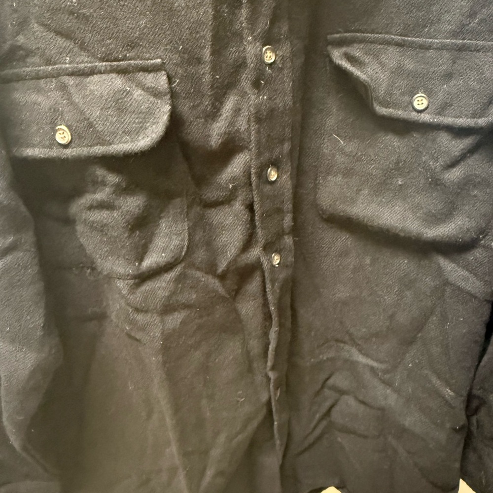 Vtg Trail’s End Black Wool-Look Lined Shacket Hong Kong 70s 80s Workwear M EUC - Picture 3 of 5